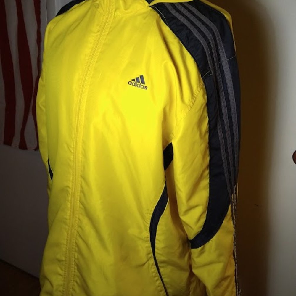 Adidas Yellow Hooded Windbreaker - Mens Large